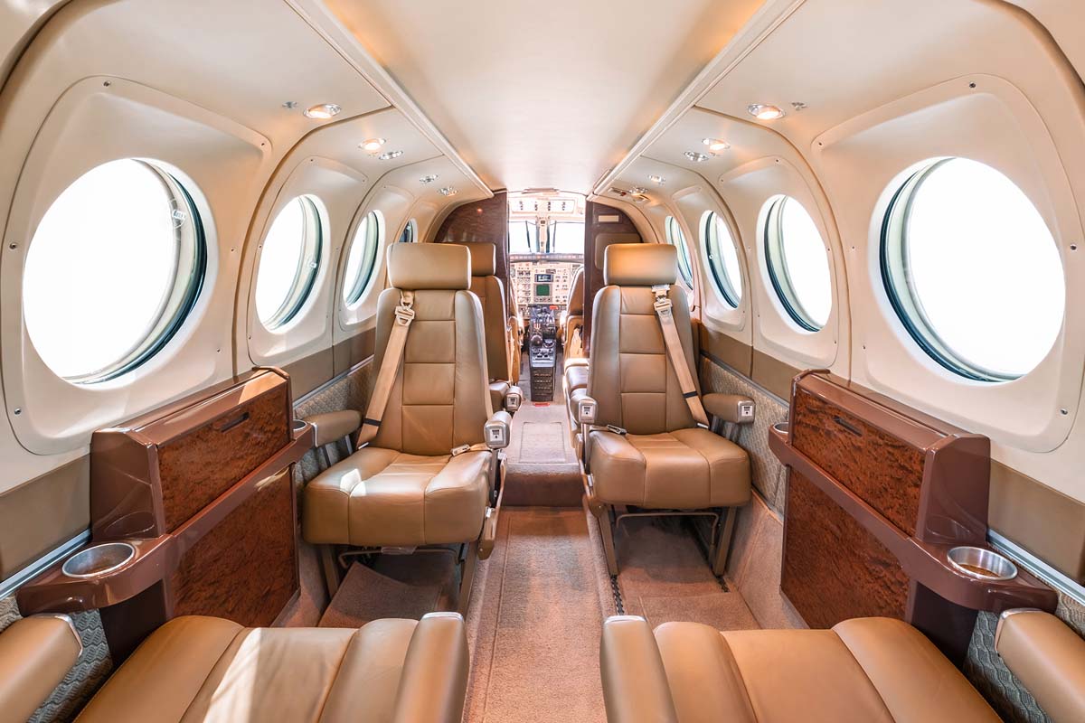 Beechcraft King Air 100 cabin for Las Vegas charter