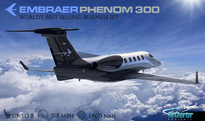 Embraer Phenom 300 super light jet for Las Vegas charter