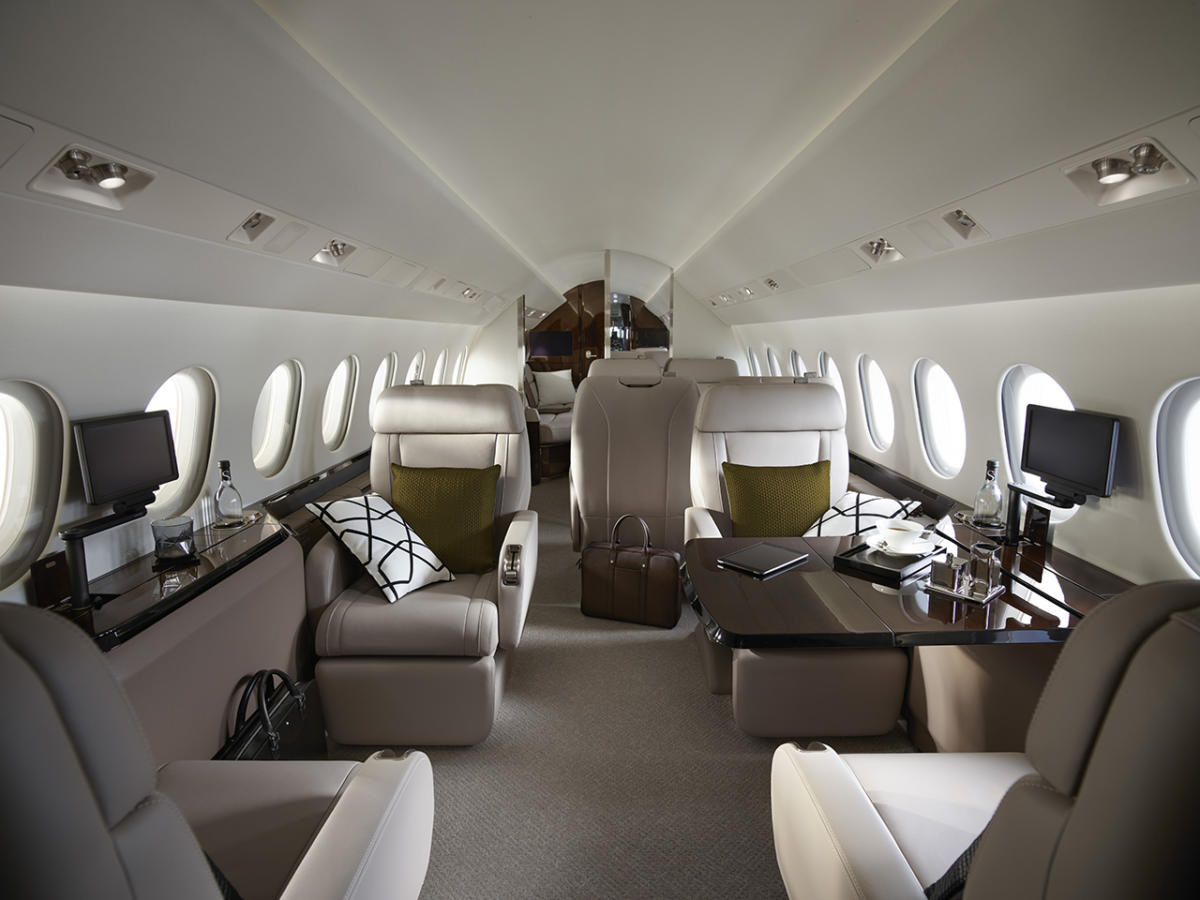 Dassault Falcon 900LX cabin for Las Vegas charter